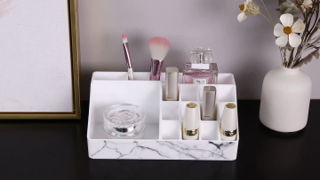 Marble Vanity Makeup Organizer: Stackable Small Drawers for Lipstick and Lip Gloss Storage1