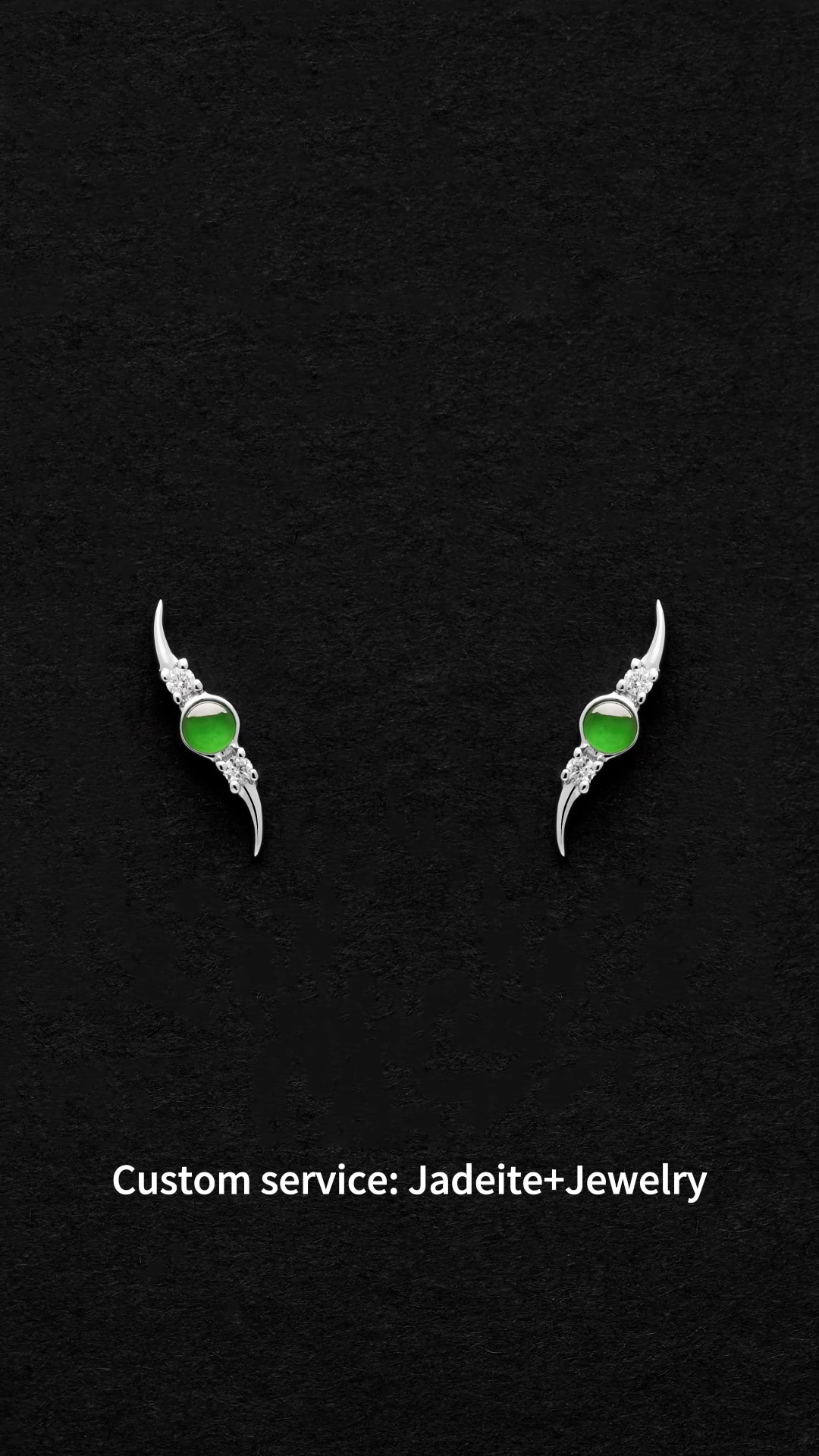 Purest Gentle High-End Quality Genuine Jadeite Jade 18K White Gold Diamond Full Green Color Icy Jadeite Stud Earrings1