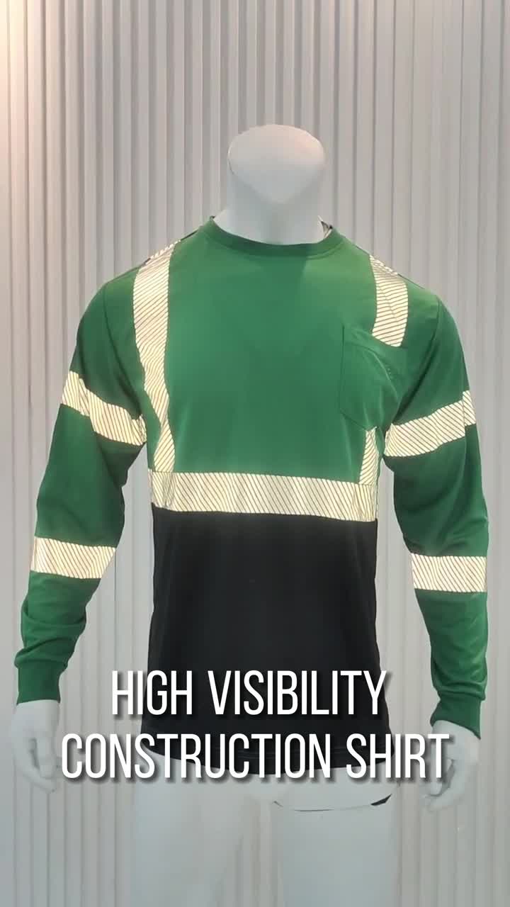 T004 Green Hi Vis Arbeitsschutzhemd für Männer