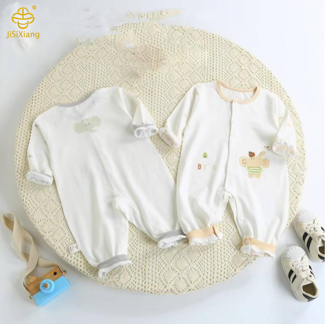 절묘한 자수 백인 유아 점프 수트