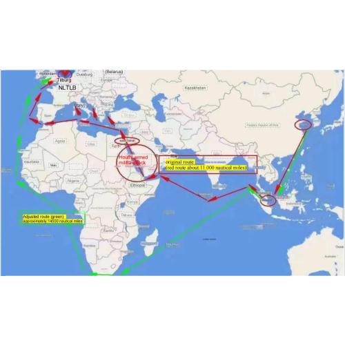 Приостановка маршрутов доставки красного моря значительно влияет на международный импорт и экспорт.