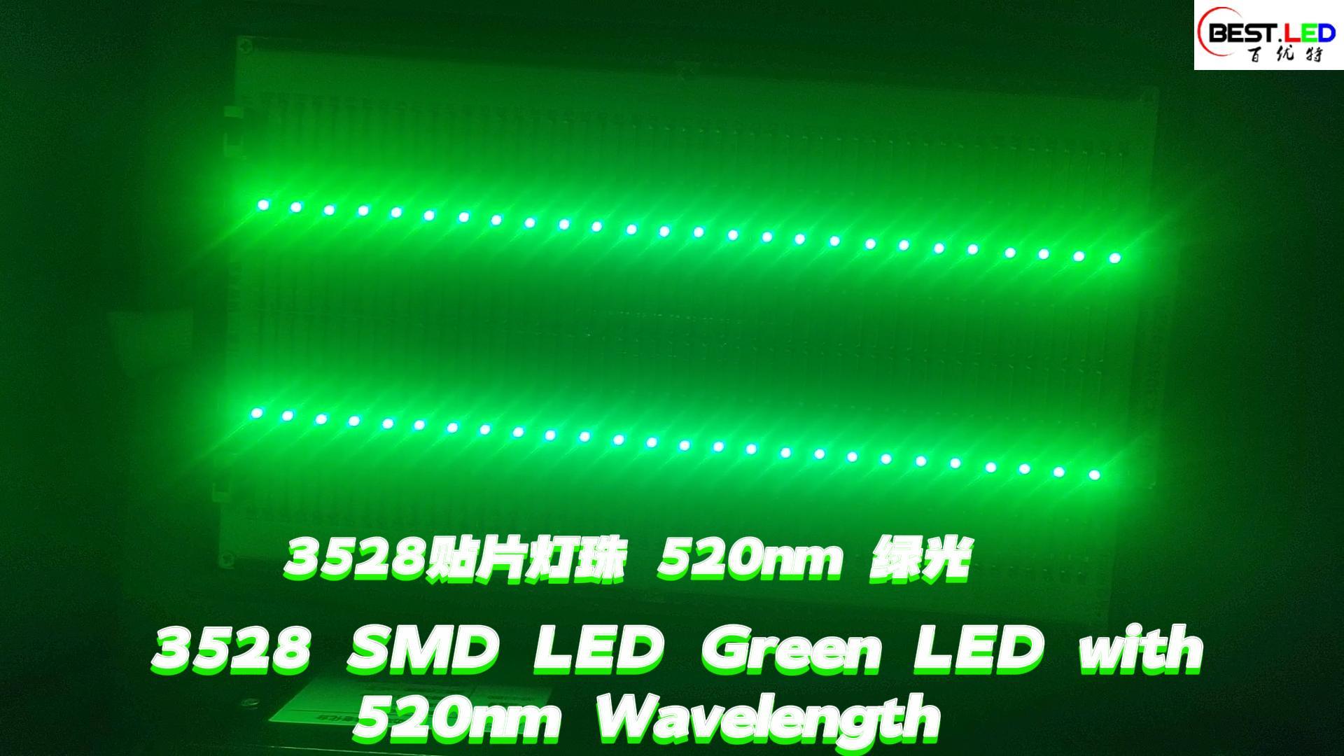 3528 SMD LED GREEN ALD GREEN LED ດ້ວຍລະດັບຄວາມຍາວ 520NM