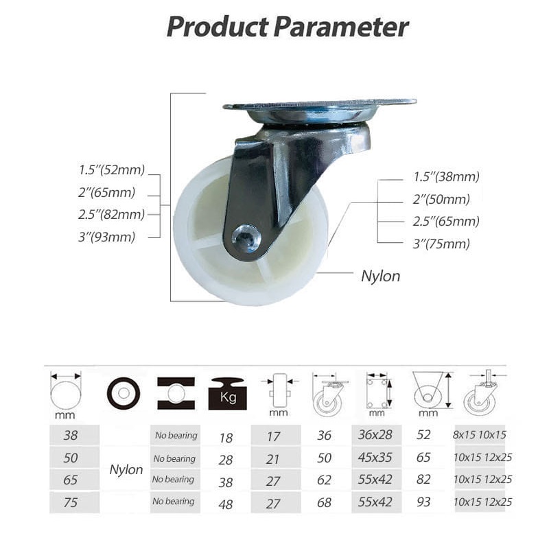 nylon swivel caster wheel