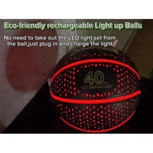 Jymingde Ny USB -uppladdningsbar LED -glöd i Dark Light Up Basketball