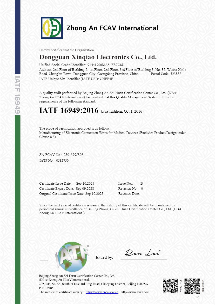 Production of electronic connecting wires (excluding 8.3 product design)