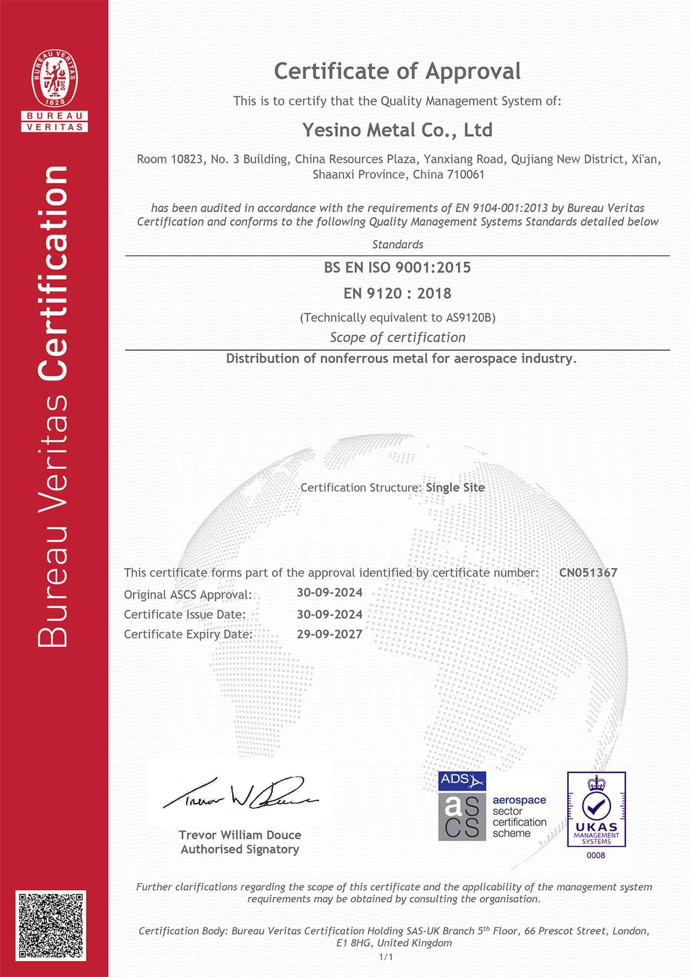 BS EN ISO 9001:2015 EN 9120 : 2018
