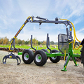 Timber Trailer with Grapple Boom and Crane for Wood Log Handling1