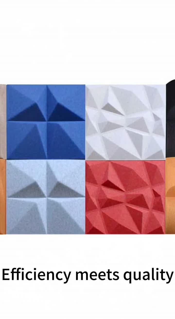 Atualize sua casa com painéis de parede PET 3D - textura leve e elegante e forte desempenho de absorção de som para um interior mais silencioso, moderno e ecológico.