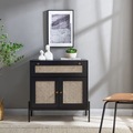 Prix ​​d&#39;usine Designs modernes côté porte rangement naturel en bois massif rotin armoire de cuisine 1