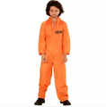 2022 Child Unisex  Orange Little Kids Prisoner Costume One-Piece Halloween Convict jumpsuit1