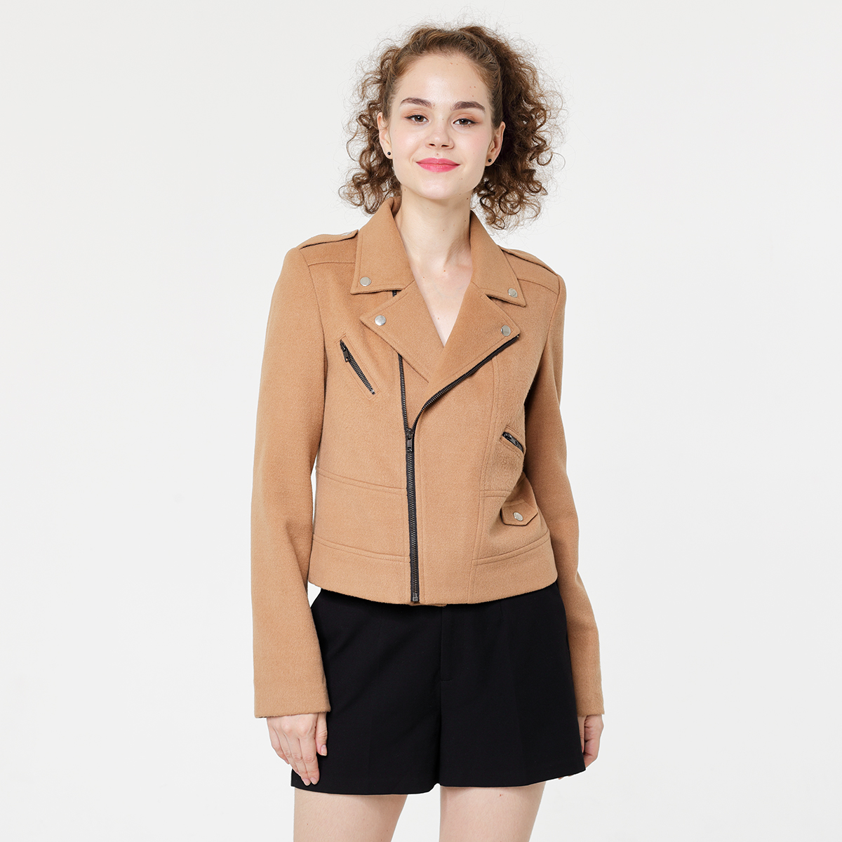 Brown Beige Woolen Slim Jacket Brown Beige Woolen Slim Jacket