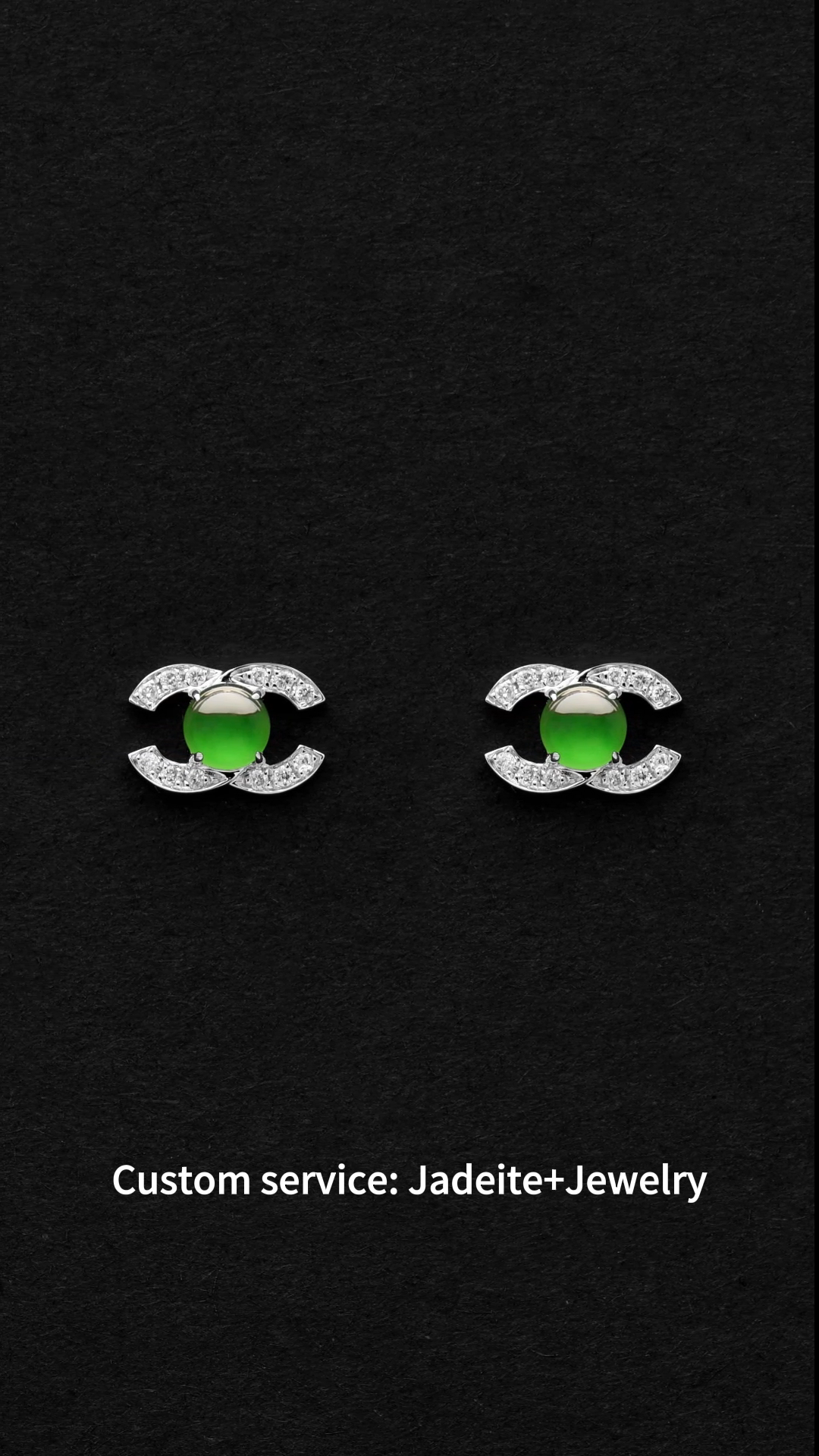 Dignified Charming Highest Level Genuine Jadeite Jade 18K White Gold Diamond Full Green Color Icy Jadeite Stud Earrings1