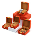 Hanhong Großhandel hochwertige neue Samtschmuck Verpackung Box Holz Schmuckschachtel Halskette Armband Ring Orange Schmuckschachtel1