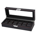 High-Quality 6 Slot Carbon Fiber Pattern Display Jewelry Storage Case: Organize Your Valuable Jewels in Style1