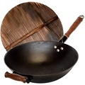 Thick Bottom Cast Iron Wok with Wooden Handle and Rivet1