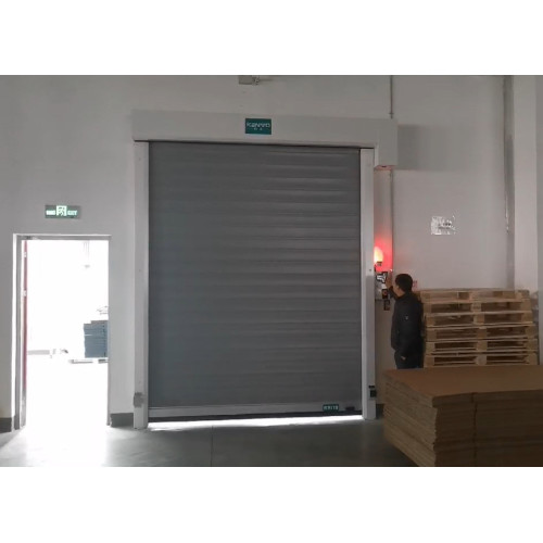 Thermal insulated PVC high speed doors installed for Laboratory equipment factory