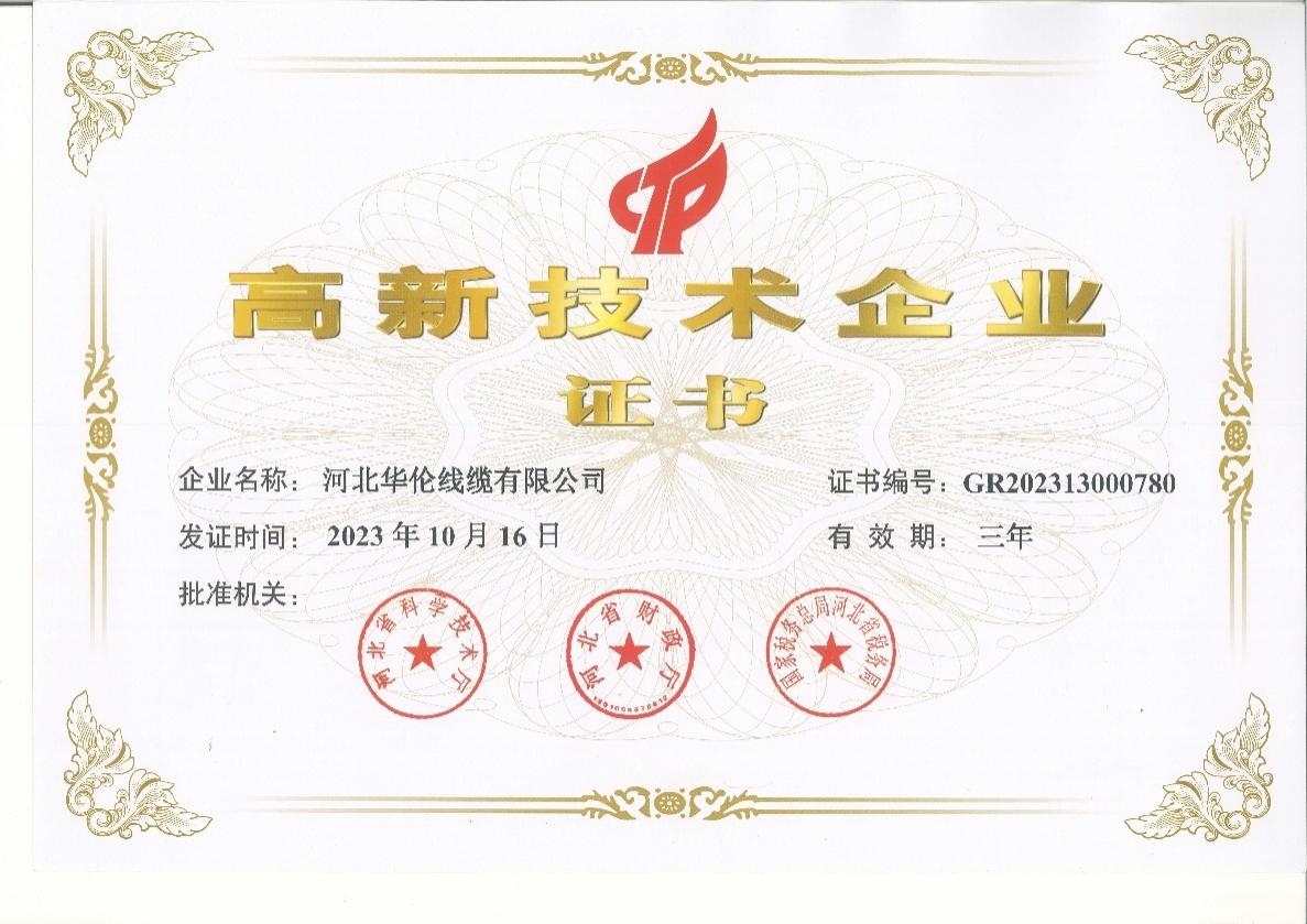 High tech Enterprise Certificate