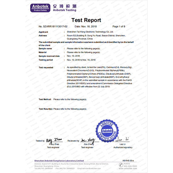RoHS Certificate