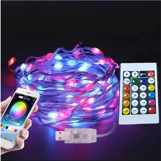 Cadena de luz colorida de colorida de colorido de aplicaciones Bluetooth LED para decoración navideña1