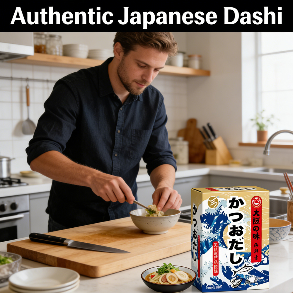 Auténtico condimento de mariscos Bonito Dashi estilo Osaka