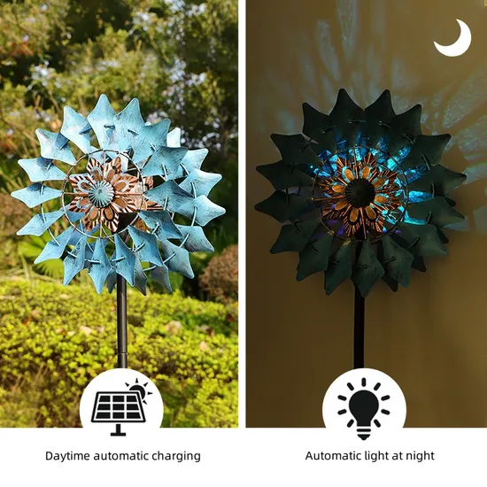 Colorida Solar Spinner de metal al aire libre para la lámpara de decoración del jardín1