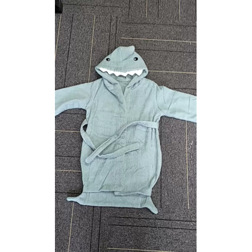 kids shark cotton terry bathrobe