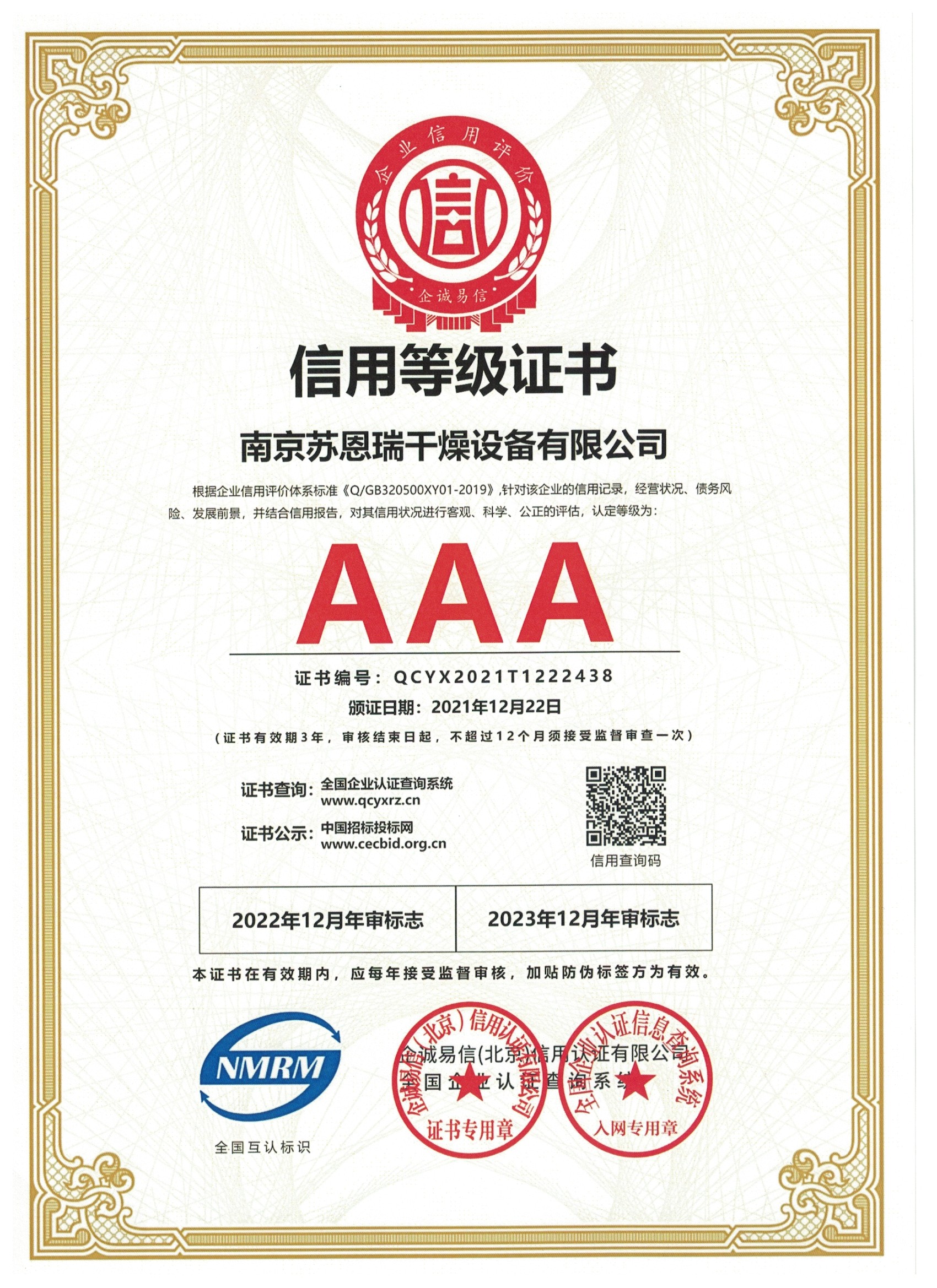 Credit Rating certificate