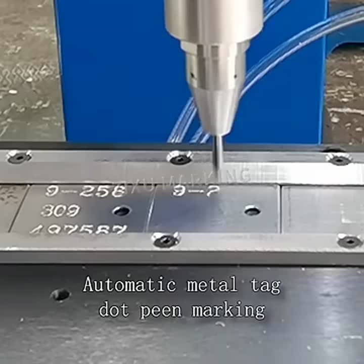 Assista à nossa solução automática de marcação da placa de identificação com a máquina de marcação de Peen Dot Peen!