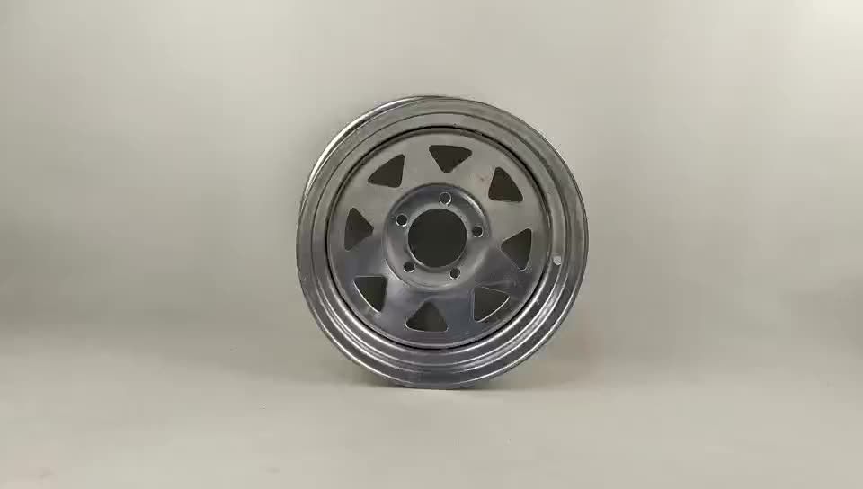 Vente chaude 13 pouces 4x100 Chrome Steel Wheel Rims 8 Spoke White Trailer Wheel Rim1