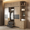 Modern Sliding Door Wooden Wardrobe with Layered Partition for Bedroom Storage1