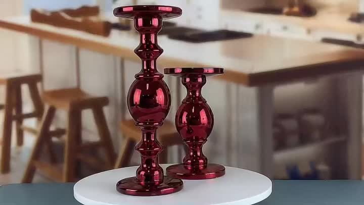 customized hand blown colored glass candle holders