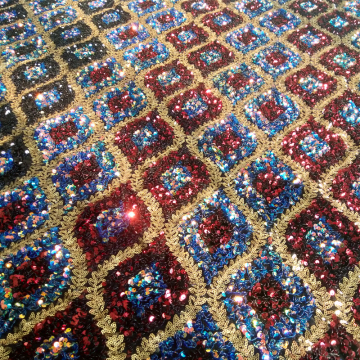 customized velvet sequin embroidery fabric