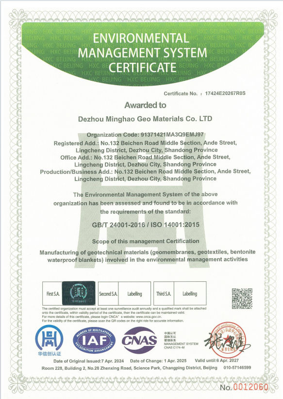 ENVIRONMENTALMANAGEMENT SYSTEMCERTIFICATE