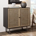 2024 Neue Mode natürliche Türseite moderne Designs Wohnzimmer Aufbewahrung Massivholz Küche Rattan Schrank1