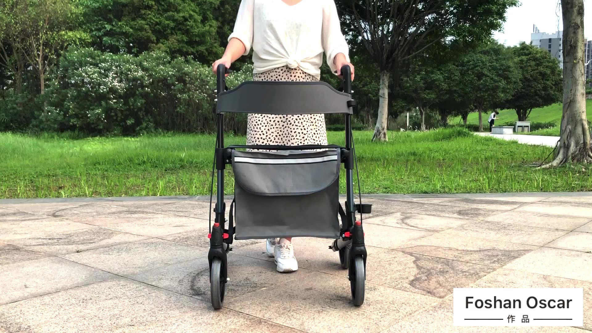 Aluminium -Roller -Wanderer mit Sitz - Rolling Walker mit 8 -Zoll -Rädern - faltbar - Sitztuch und Rückenlehne, Höhe einstellbar1