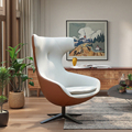 Mid Century Wide Barrel Leather Chair for Home Office and Living Room1