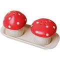 Handmade Red Ceramic Mushroom Salt and Pepper Shaker Set1