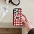 Cute Red Plaid Cherry Fashion Phone Case for iPhone 16 Pro Max, 15 Pro, 14, 13 - Shockproof 3D Pearl1