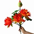 Artificial Lotus Flower Bouquet - Faux Silk Water Lily Bush with Green Leaves and Frog1
