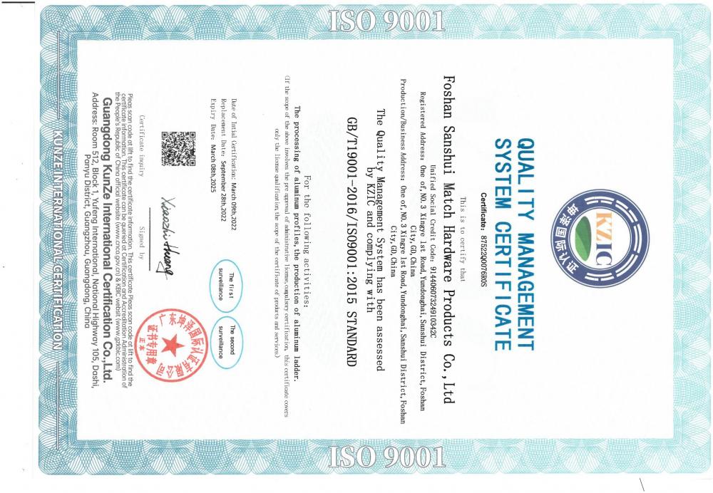 QUALITY MANAGEMENT SYSTEM CERTIFIFCATE