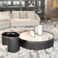 Modernong Table ng Kape Itakda ang Living Room Furniture Villa Combination Round Center Table Wooden Glass Natural Marble Coffee Table1