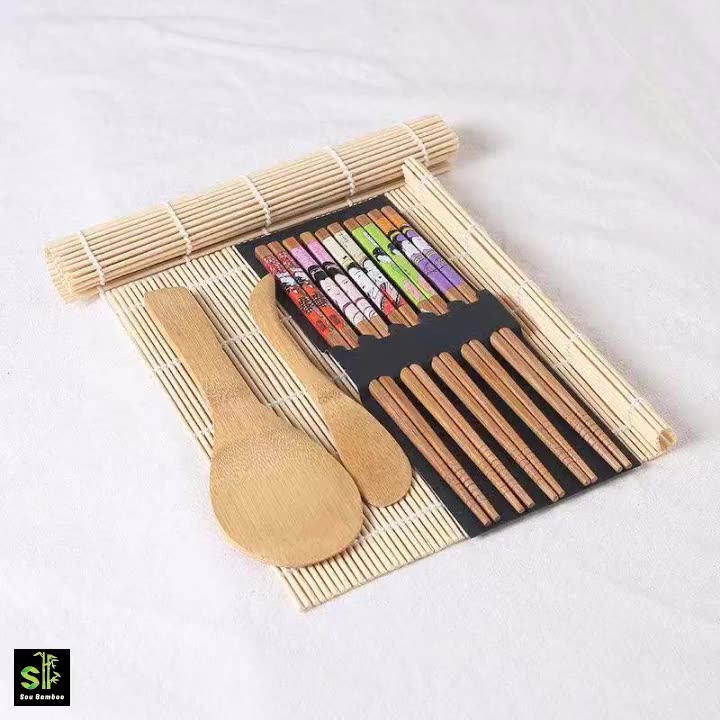 Amazon Hot Sale Bamboo Sushi Mat Set Food Grade de sushi Kit Sushi Herramientas1