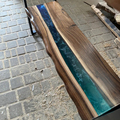 Nouvelle arrivée en bois meubles cuisine live edge extérieur patio jardin jardin époxy résine en bois de noyer long banc pour dining1