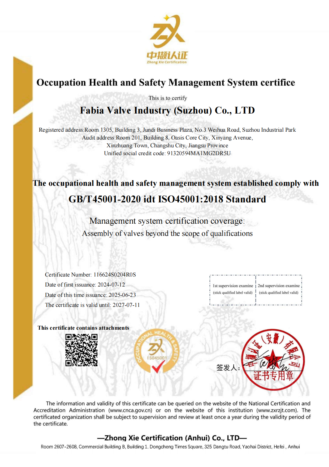 ISO45001 Occupation Health and Safety Management System  Certifice