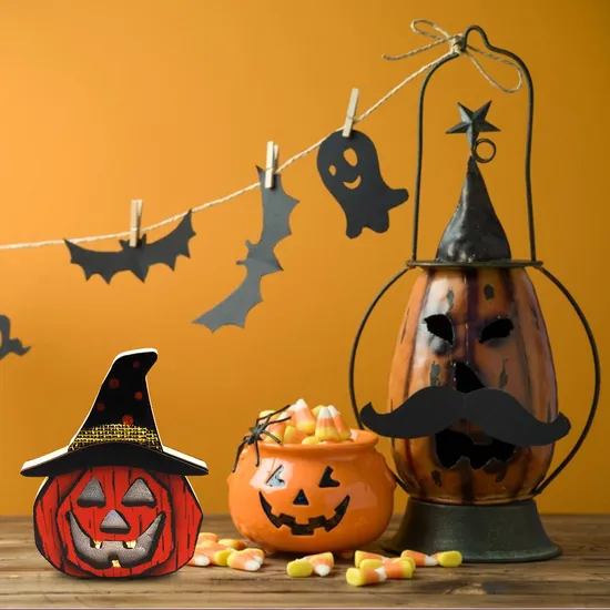 Encantadoras luces LED de calabaza y cuerda fantasma para decoración espeluznante1