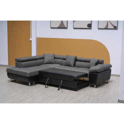 PU+Fabric L Shapes Pull Out Sofa Bed