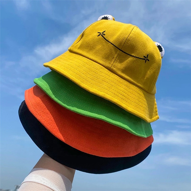 Fashion Frog Bucket Hat Women Summer Autumn Plain Panama Outdoor Escuimento da pesca da pesca da pesca femmina Bob Sunhat1