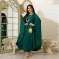 لباس چین دار آستین خفاشی عید رمضان برای زنان مسلمان لباس لباس بلند Abaya مراکشی Kaftan Dubai Robe Jalabiya1