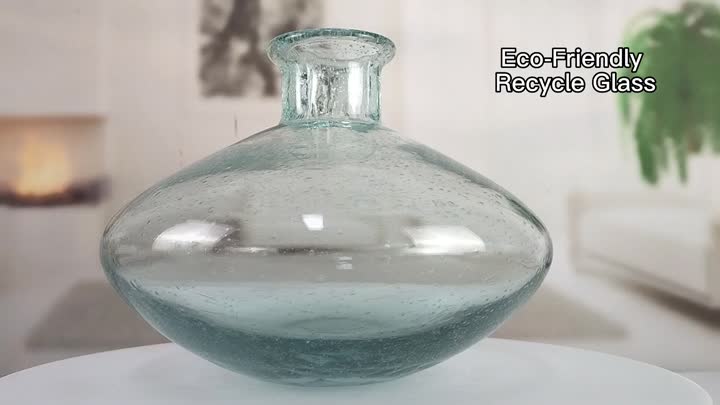 Recycled Glass Vase With Bubble Crystal Vase