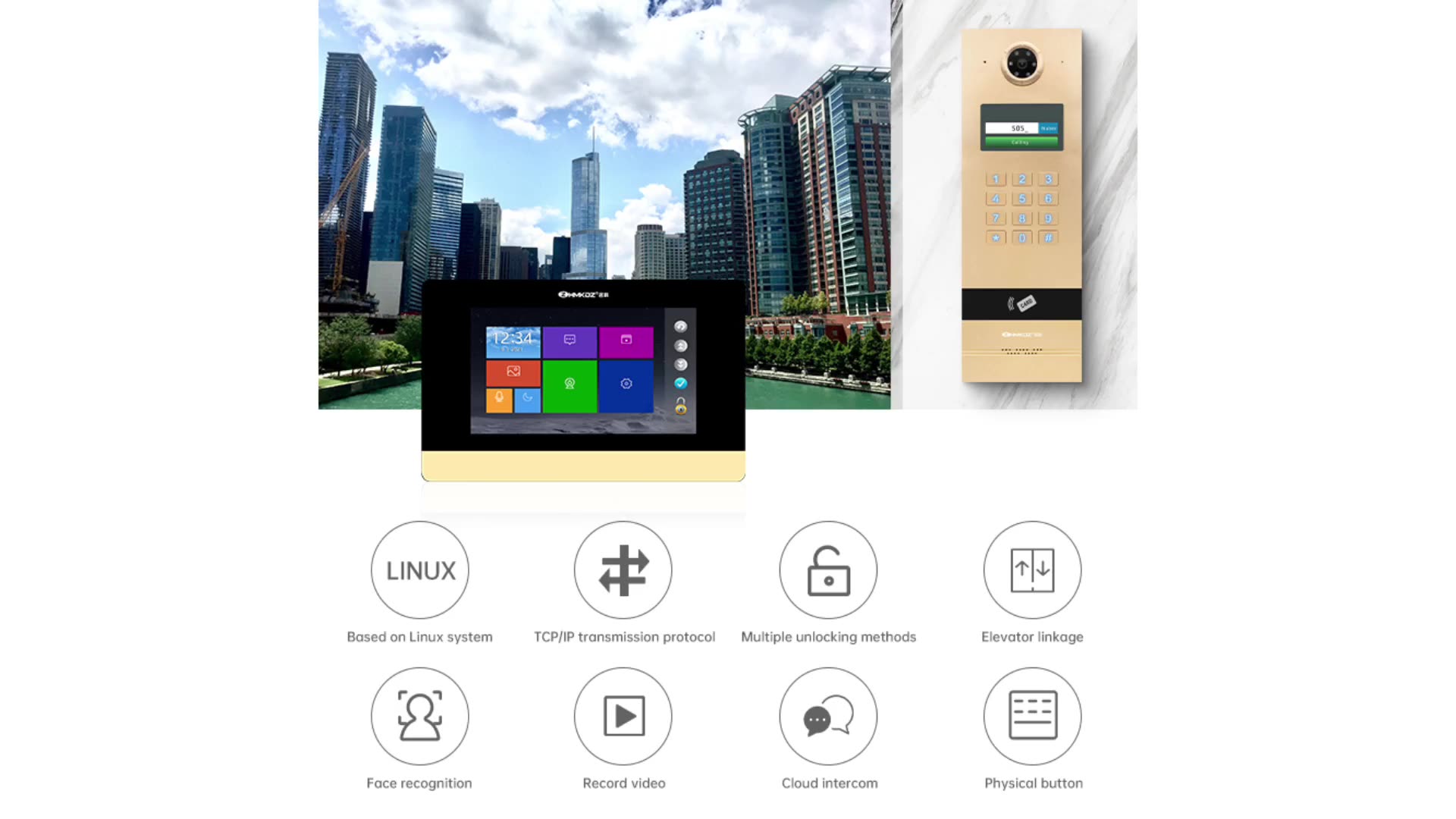 Teléfono digital con el sistema Android Video Doorbell Intercom Home Intercom1